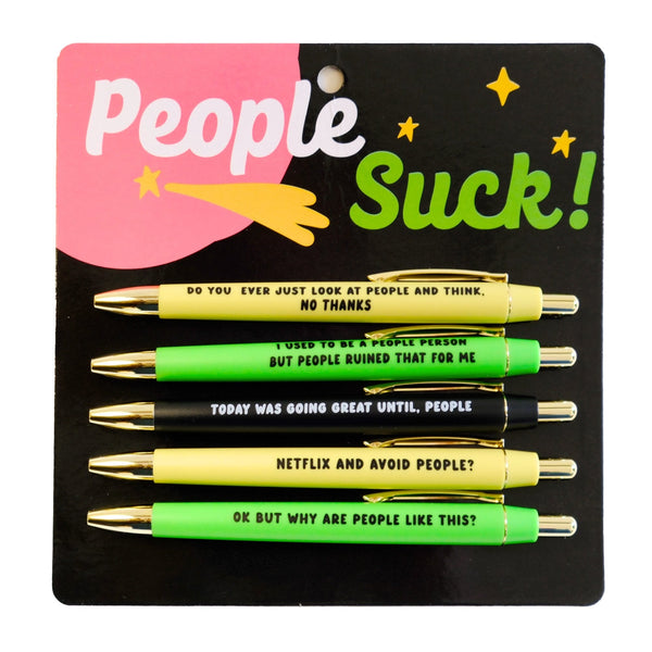 FUN CLUB - People Suck Pen Set (funny, misanthrope, gift, introvert) - Shop Motif